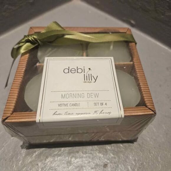 Sage Green Debi Lilly Candles Set of 4, Scent Morning Dew - Picture 1 of 2
